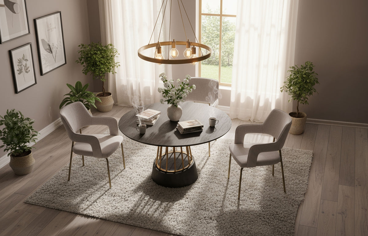 Cotopaxi - Modern Charcoal + Brass Round Dining Table by VIG Furniture - View 10