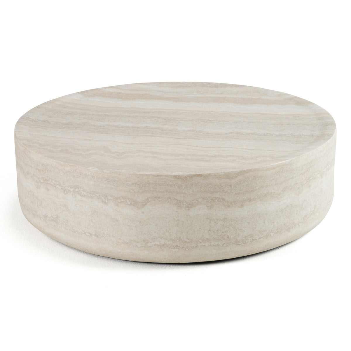 Cozad - Modern Faux Travertine Round Coffee Table by VIG Furniture - View 2
