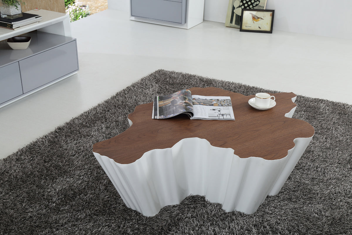 Cottonwood Modern Walnut & White Coffee Table by VIG Furniture - View 1
