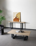 K8963 - Natural Oak + Black Metal Console Table by VIG Furniture - View 2