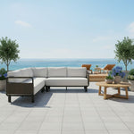 Brampton - 93" Metal Outdoor Sectional With Cushions - Gray / Off White