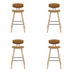 Fox - Bar Height Curved Back Wood Bar Stool With Faux Leather Seat
