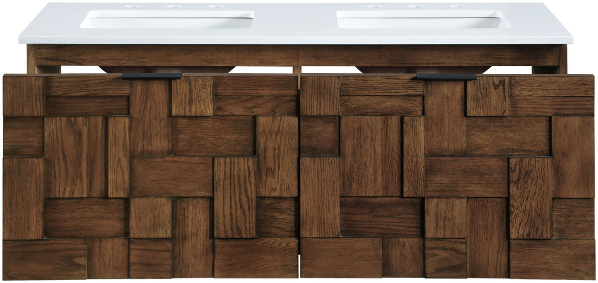 Leonardo - Engineered Stone And Solid Wood 24" Wall Mounted Bathroom Vanity