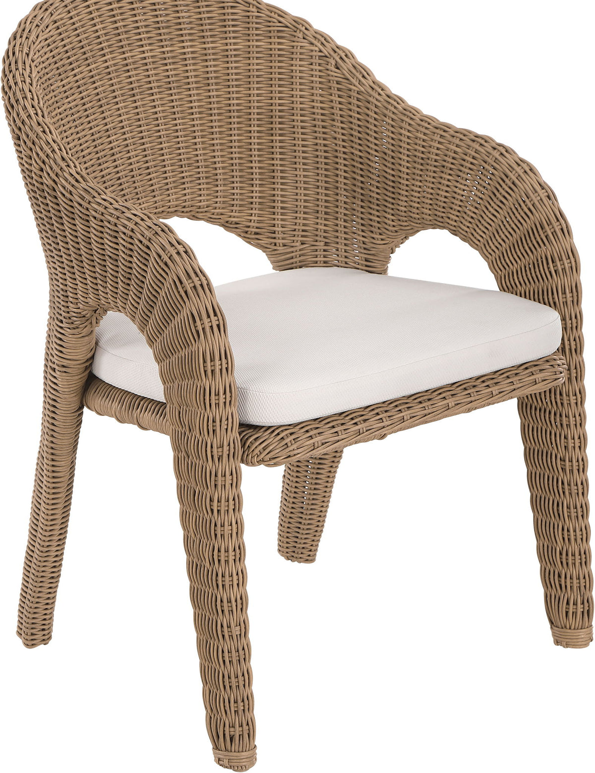 Seacrest - Olefin Water Resistant Fabric And Wicker Outdoor Patio Dining Chair
