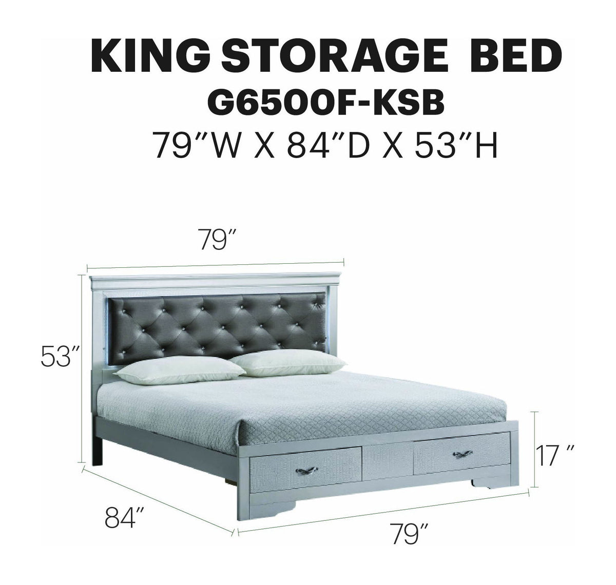 Glory Furniture - Lorana - Storage Bed With LED