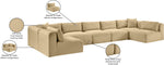 Shaggy - 7 Piece Modular U-Shaped Armless Sectional