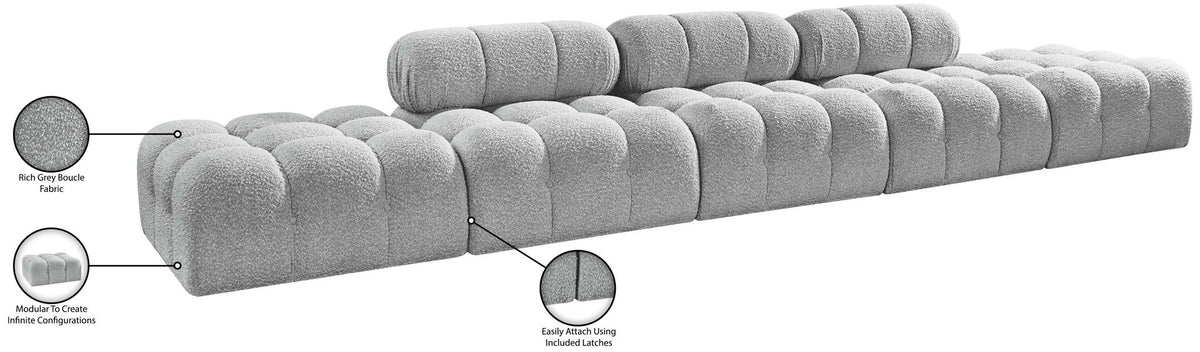 Ames - 5 Piece Boucle Upholstered Modular Sofa With 2 Armless Seats