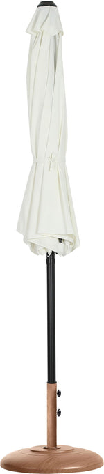 Fiji - Aluminum Patio Umbrella With Round Teak And Black Base