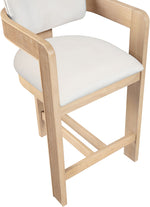 Sacha - Velvet Stool With Natural Base