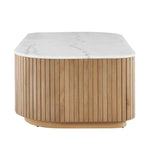 Arik - Marble Top Coffee Table - White / Woodtone