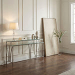 Celina - 72" Rectangle Tempered Glass Console Table - Shiny Nickel