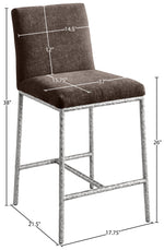Reeves - Chenille Fabric Upholstered Counter Stool (Set of 2) - Silver Base