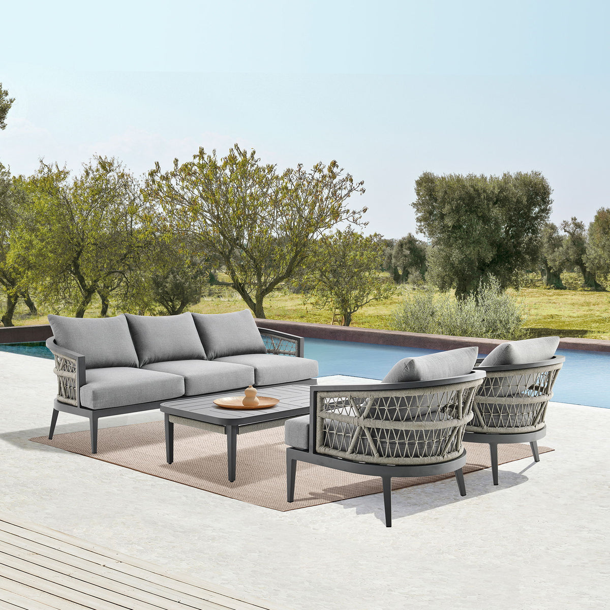 Zella - Rectangular Coffee Table - Charcoal / Light Gray