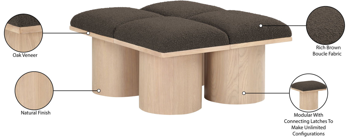 Pavilion - 4 Piece Modular Bench With Natural Base