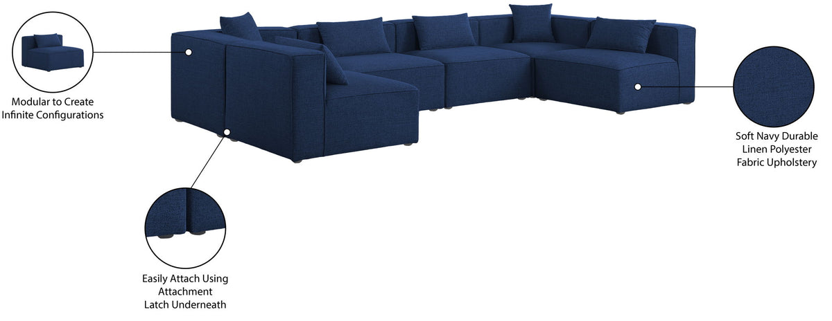 Cube - Linen 6 Piece Modular Armless Sectional