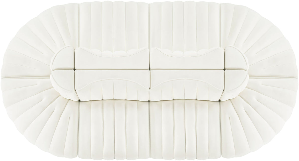 Rummi - Oval Velvet Performance Fabric Upholstered 8 Piece Modular Sectional