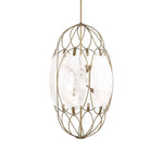 Valencia - 6 Light Glass Panel Pendant - Gold / White