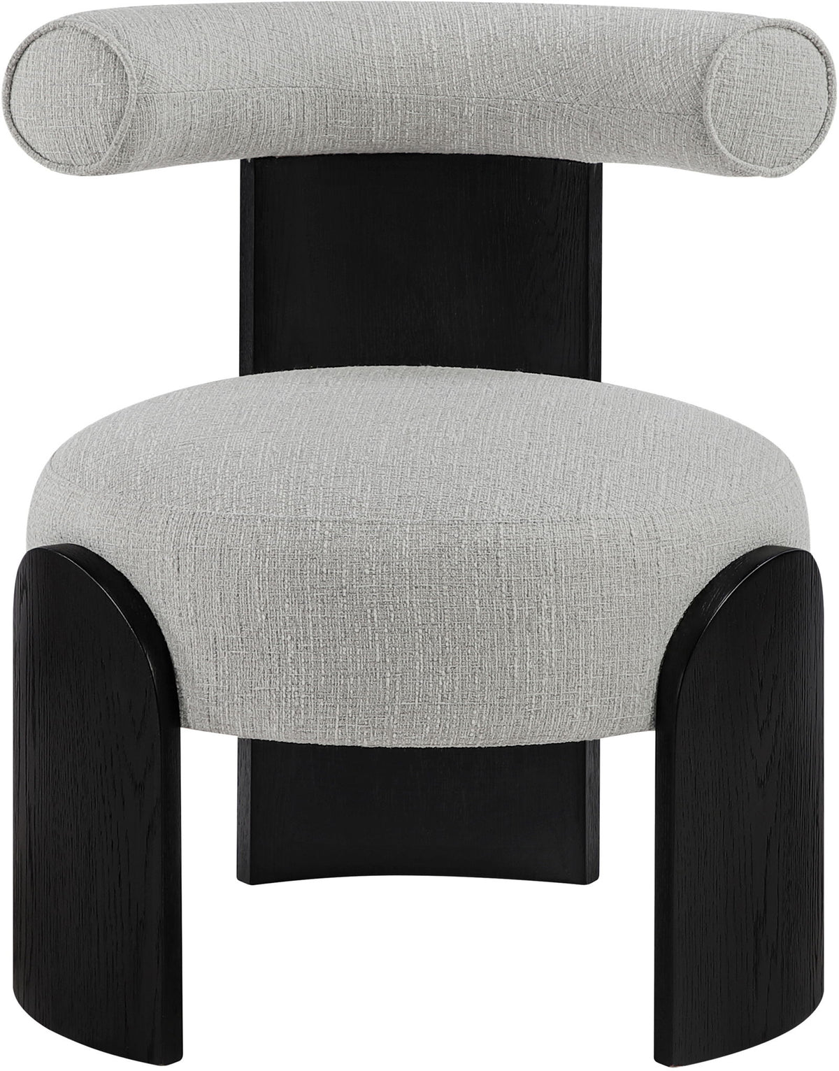 Calder - Linen Textured Fabric Upholstered Accent Chair - Painted Black Base