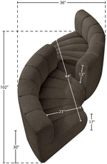 Arc - Boucle Fabric 4 Piece Curved Modular Sofa
