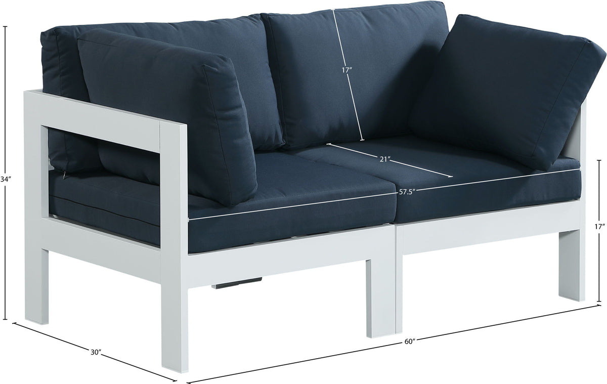 Nizuc - Outdoor Patio 2 Seat Modular Sofa With White Frame