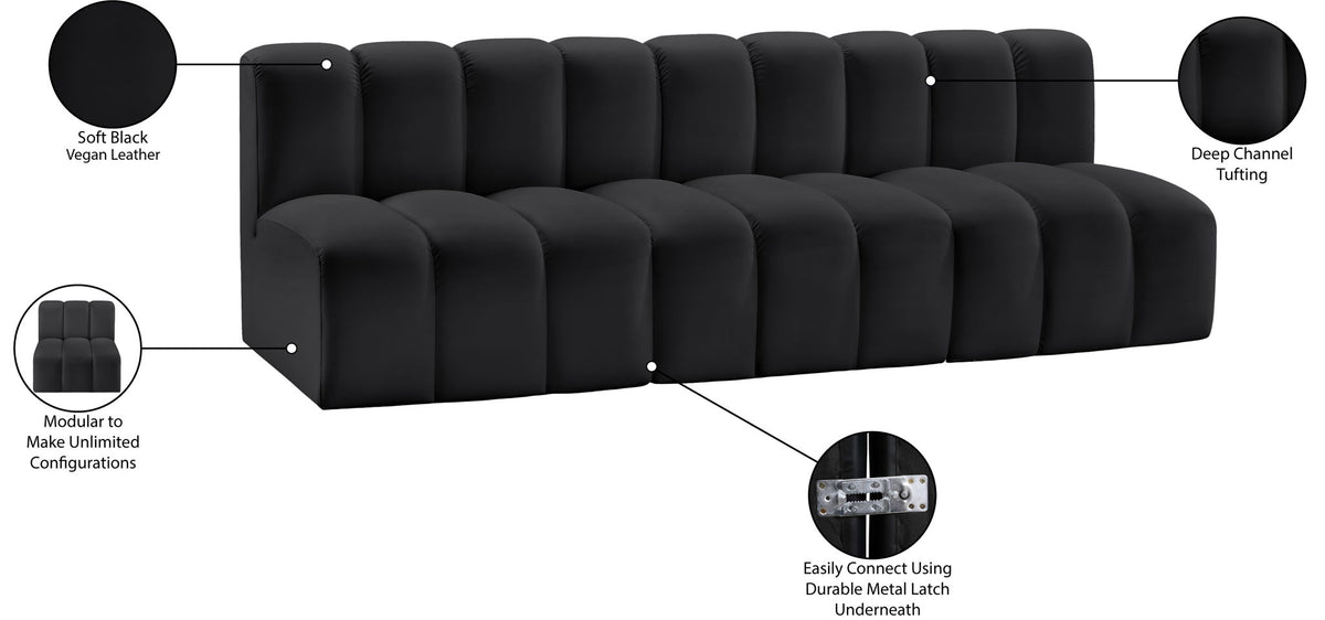 Arc - Faux Leather 3 Seats Modular Sofa