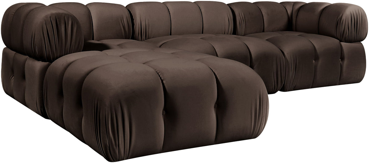 Orin - Velvet 4 Piece Modular Sectional With Chaise