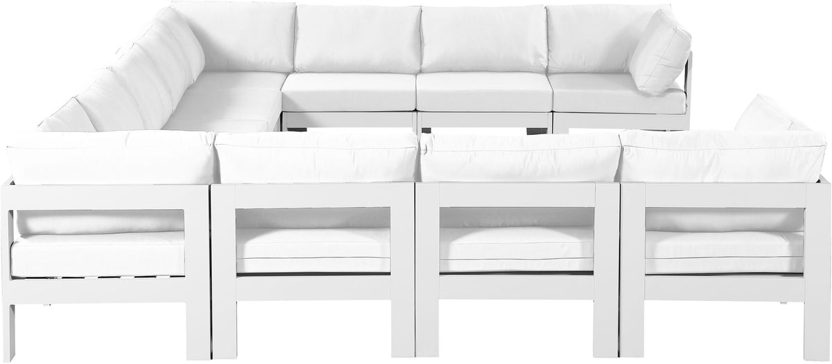 Nizuc - Outdoor Patio 11 Piece Modular Sectional With White Frame
