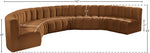 Arc - Velvet 8 Piece U-Shaped Modular Sofa - Saddle