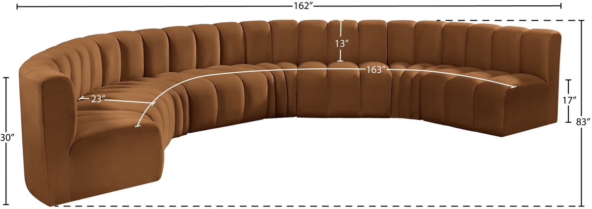 Arc - Velvet 8 Piece U-Shaped Modular Sofa - Saddle