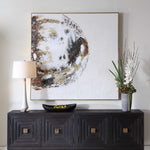 Moon Landing - Hand Painted Abstract Art - Black / Brown / Gold / Gray / White