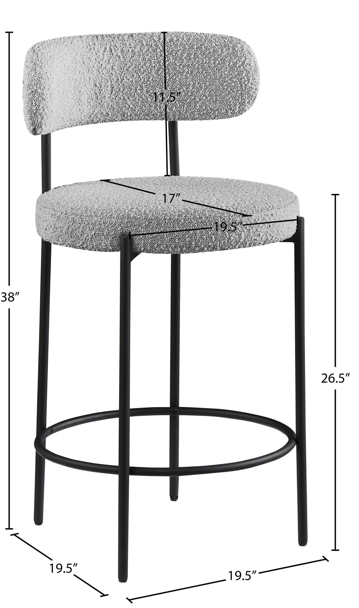 Beacon - Boucle Fabric Stool (Set of 2)