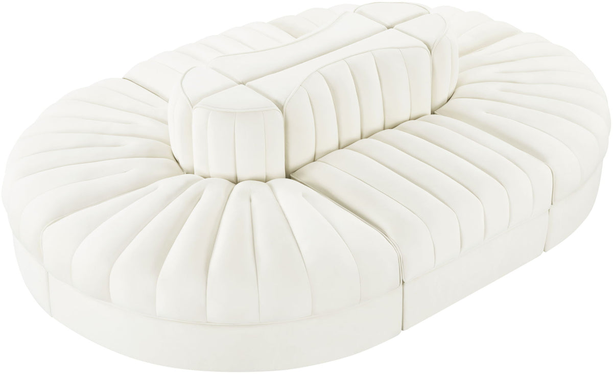 Rummi - Oval Velvet Performance Fabric Upholstered 6 Piece Modular Sectional