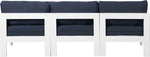 Nizuc - Outdoor Patio 3 Seat Armless Modular Sofa With White Frame
