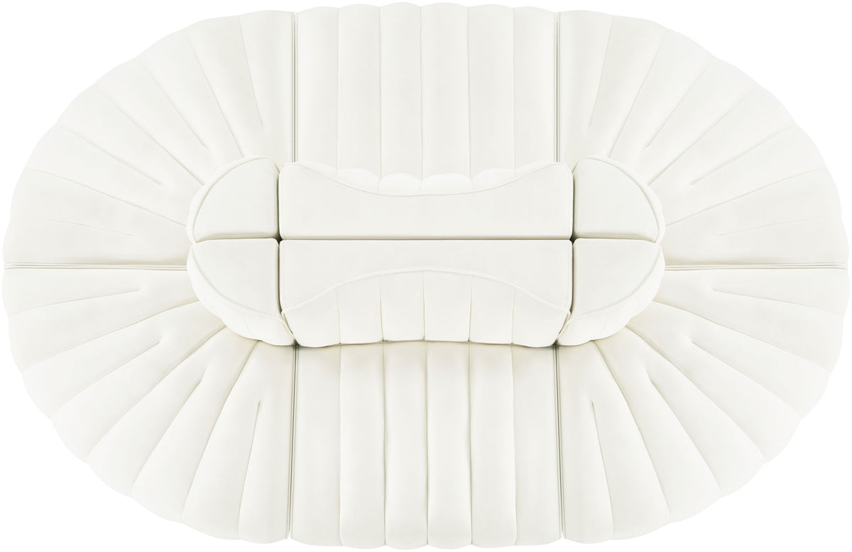 Rummi - Oval Velvet Performance Fabric Upholstered 6 Piece Modular Sectional