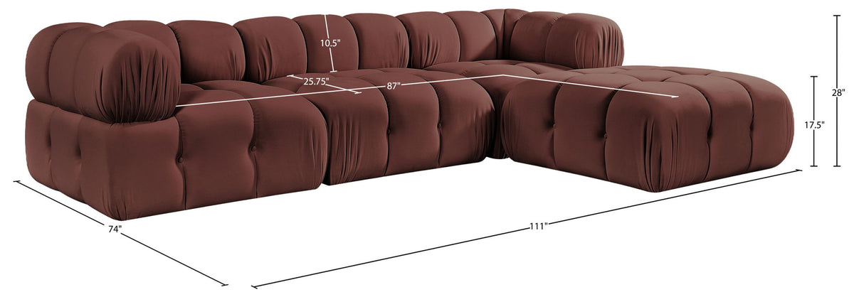 Orin - Velvet 4 Piece Modular Sectional With Chaise