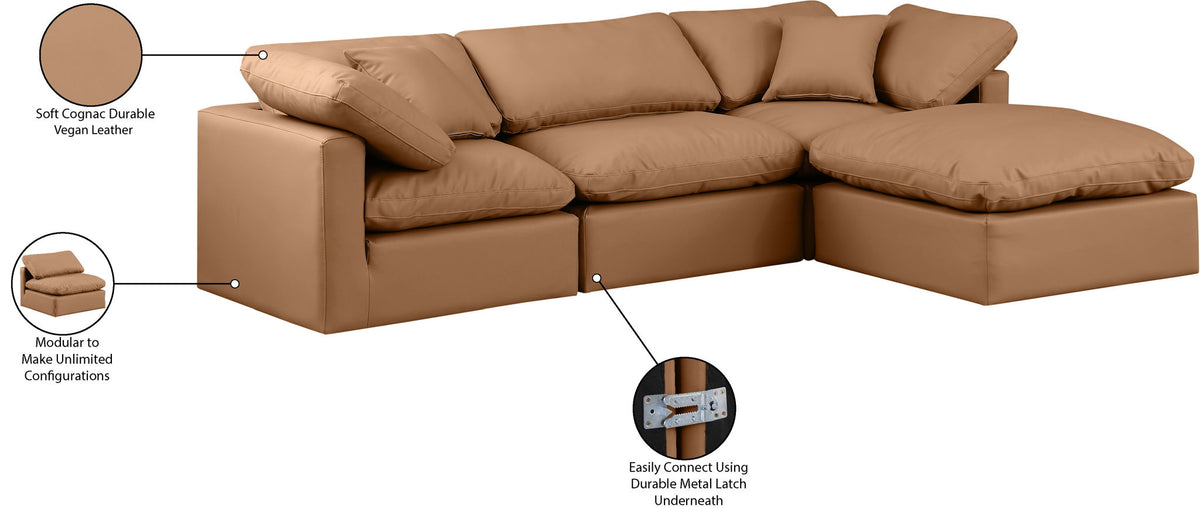 Indulge - Faux Leather 4 Piece Modular Sectional With Chaise