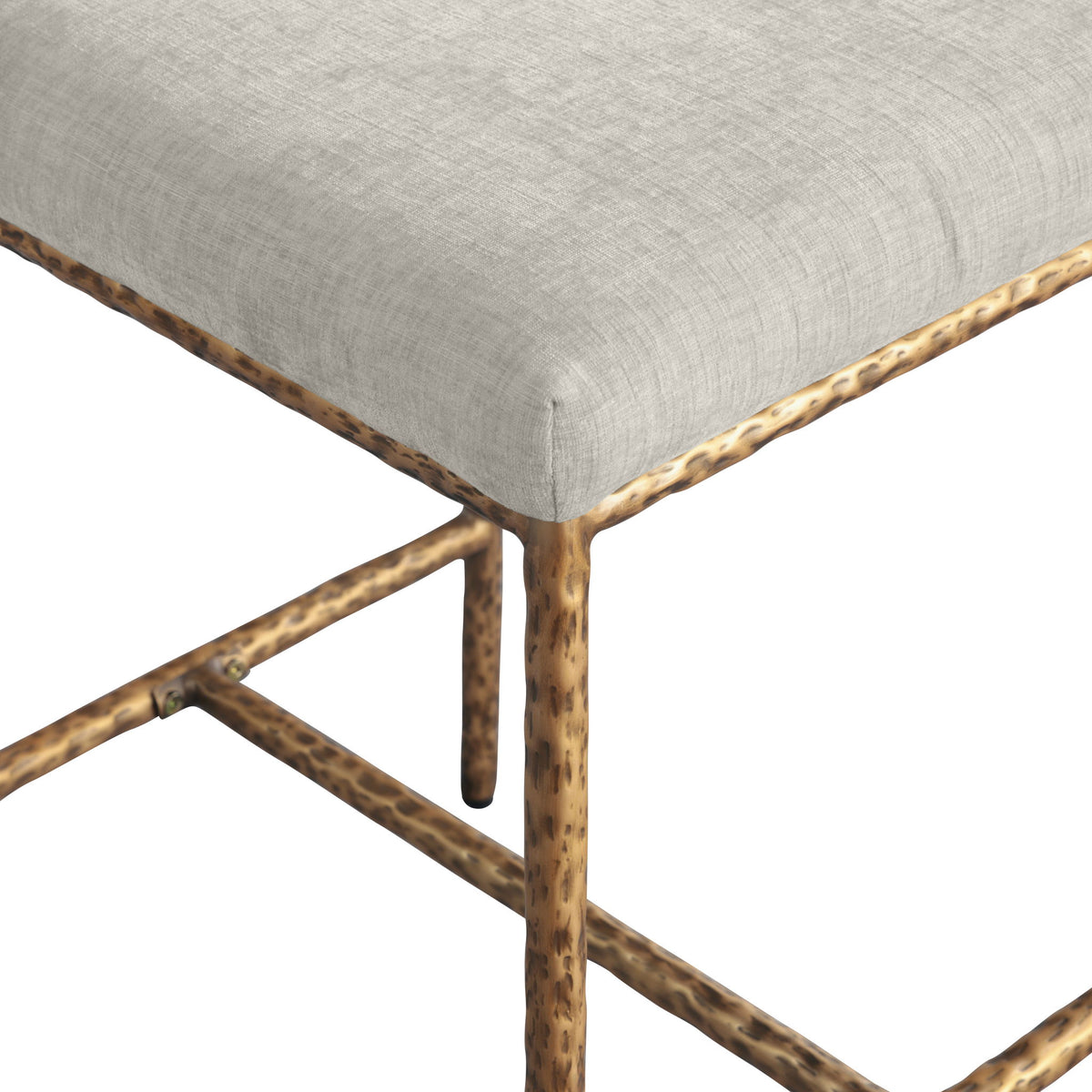 Reeves - Chenille Fabric Upholstered Counter Stool (Set of 2) - Gold Base