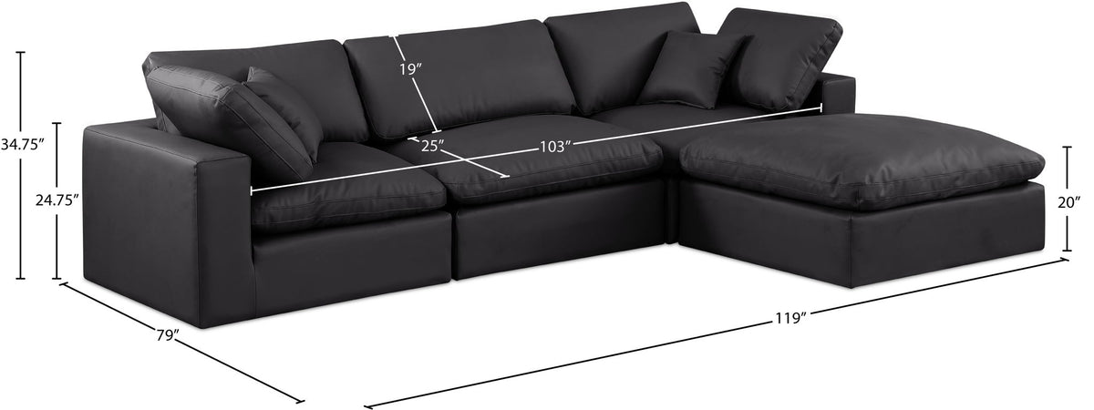 Comfy - 4 Piece Faux Leather Modular Sectional With Chaise