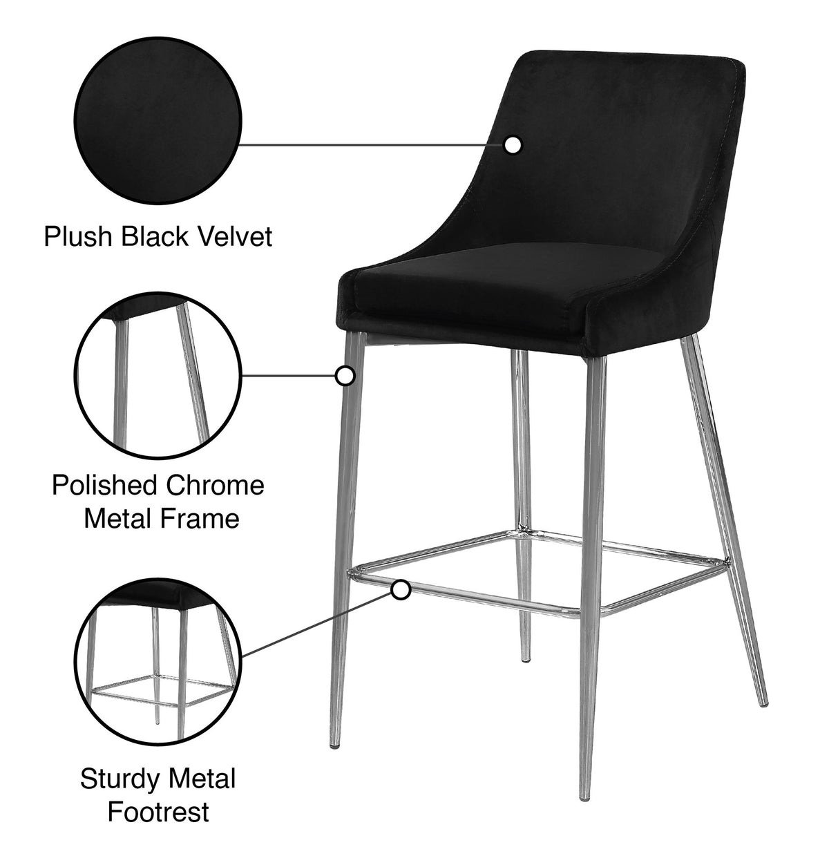 Karina - Stool with Chrome Legs (Set of 2)