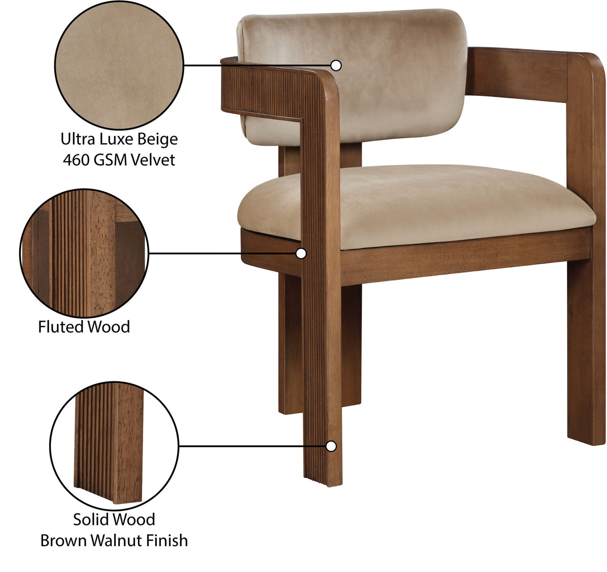 Sacha - Velvet Dining Chair With Brown Base (Set of 2)