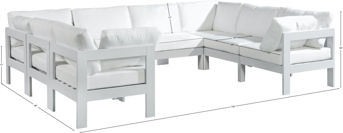 Nizuc - Outdoor Patio 8 Piece Modular Sectional With White Frame