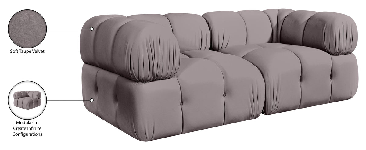 Orin - Velvet Performance Fabric Upholstered 2 Piece Modular Sofa (2 Corner Chairs)