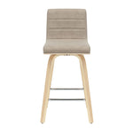 Vienna - 35.5" Swivel Counter Height Square Back Wood Bar Stool With Faux Leather Seat