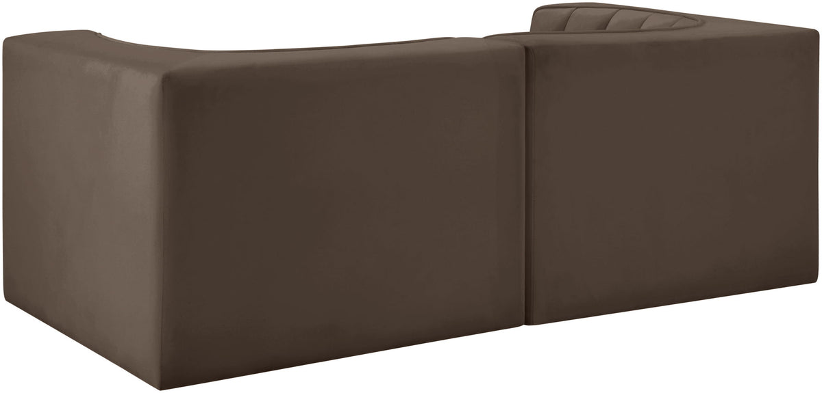 Rummi - Velvet Performance Fabric Upholstered 2 Piece Modular Loveseat