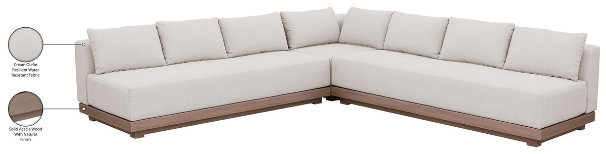 Solace - Olefin Performance Fabric 3 Piece Outdoor Patio Modular Sectional (2 Sofas & Corner Chair)