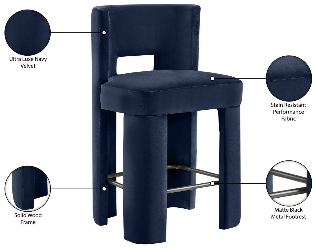 Zuno - Velvet Performance Fabric Upholstered Counter Stool (Set of 2)
