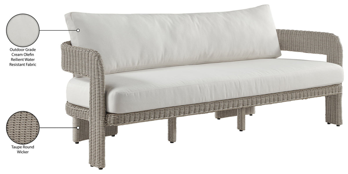 Sandbay - Olefin Water Resistant Fabric And Wicker Outdoor Patio Sofa