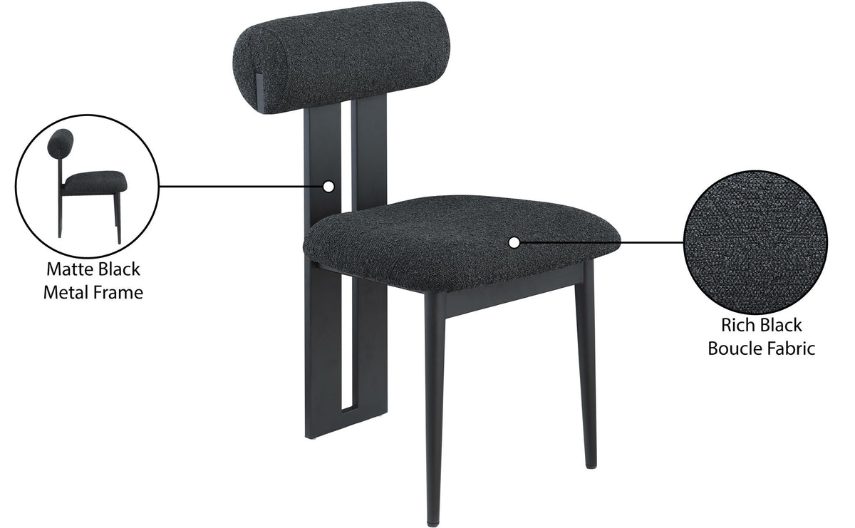 Dario - Boucle Dining Chair With Black Frame (Set of 2)