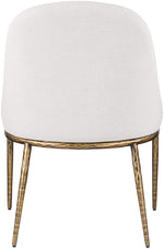 Ferro - Linen Textured Performance Fabric Upholstered Dining Side Chair - Cream / Brushed Gold
