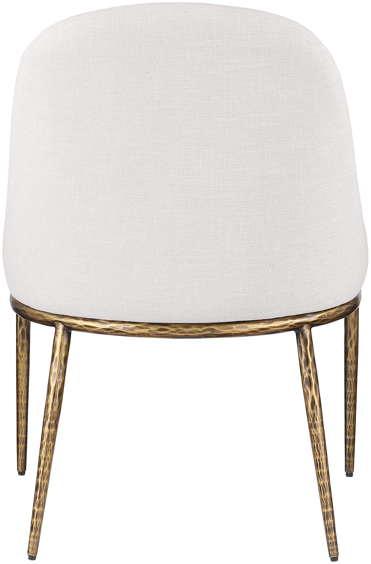 Ferro - Linen Textured Performance Fabric Upholstered Dining Side Chair - Cream / Brushed Gold